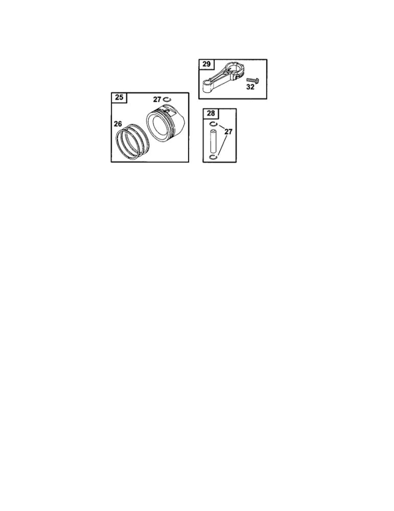Piston/Ring Set Diagram and Parts List for 0256-0261 Briggs and Stratton Engine